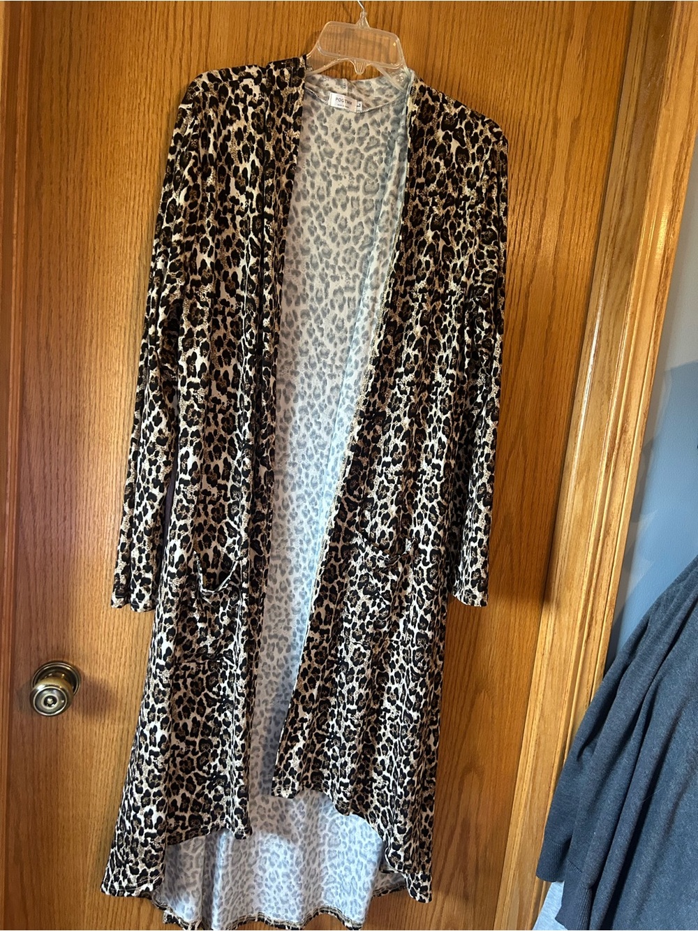 Leopard Print Open-Front lightweight Duster Cardigan in Brown and Black